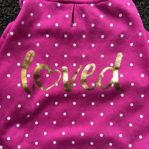 Dog Hot Pink and Gold Loved Dress with Hood Medium - Picture 3 of 8